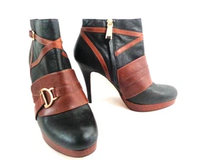 Cole Haan Carolyn 11B Vintage schwarz & braun Plateau Stiletto Reißverschluss Stiefeletten - Bild 1 von 9