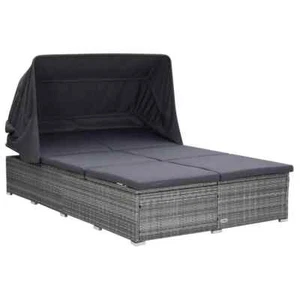 2-Person Outdoor Daybed Garden Patio Sun Lounge Bed Lounger Sofa Canopy Rattan - Picture 1 of 8