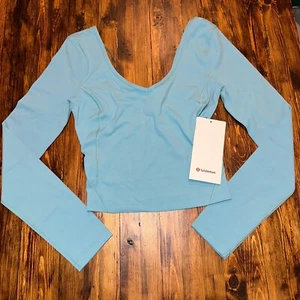 Lululemon Align Langarm kurz geschnitten TDLT Gezeiten blaublau Größe 2 4 6 8 10 12 14 - Bild 1 von 27