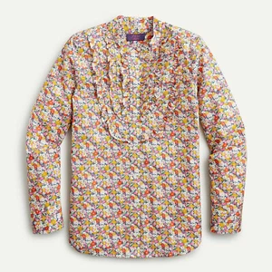 Camicia nuova con etichette $128 J.Crew Liberty London PICCOLA fascia colletto arricciato LS cotone Libby - Foto 1 di 6
