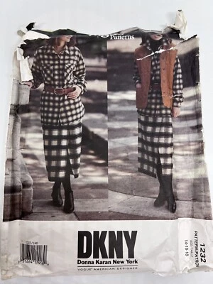 Vogue Pattern 1232 DKNY Collared Vest, Oversized Shirt, Wrap Skirt, 14-16-18 Cut - image 1 of 4