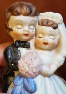 Bisque Sleepy Eyed Bride Groom Wedding Cake Topper Vintage - Picture 1 of 5