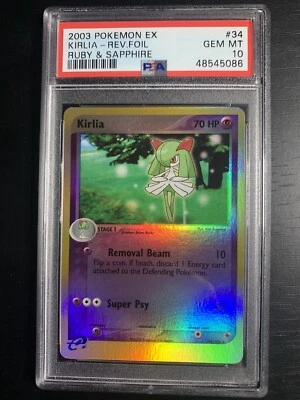 2003 Pokemon Ruby & Sapphire Kirlia Reverse Foil 34/109 PSA 10 Gem Mint. Pop 3!! - Image 1 of 2