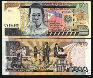 Philippines 500 PESOS P-185 2010 Filipino Typewriter World Currency UNC BANKNOTE - Picture 1 of 3
