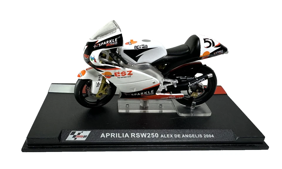MODELLINO MOTO DIECAST  APRILIA RSW 250 ALEX DE ANGELIS 2004 1/24 - Immagine 1 di 4