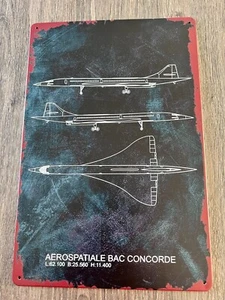 Placa de puerta de pared de metal para avión CONCORDE 30x20 cm 12x8" - Imagen 1 de 2