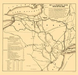 Railroad Map - Philadelphia Easton Water Gap Railroad 1852 - 23 x 24 - Picture 1 of 20