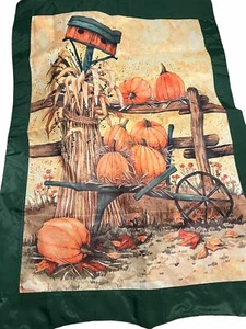Evergreen Pumpkin Birdhouse Fall Flag Halloween Nylon Green Trim 42" x 29" - Picture 1 of 3