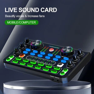 Live Sound Card for Stream Effect NEW Audio Mixer Microphone Voice Changer US - Photo 1/16