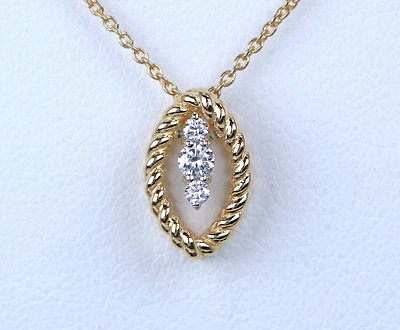 $1,650 Roberto Coin Barocco 18K Yellow Gold Diamond Twist Rope Pendant Necklace - Image 1 of 4