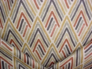 2-1/8Y Threads ED75041 Vista Linen Navy Printed Chevron Linen Upholstery Fabric - Picture 1 of 5