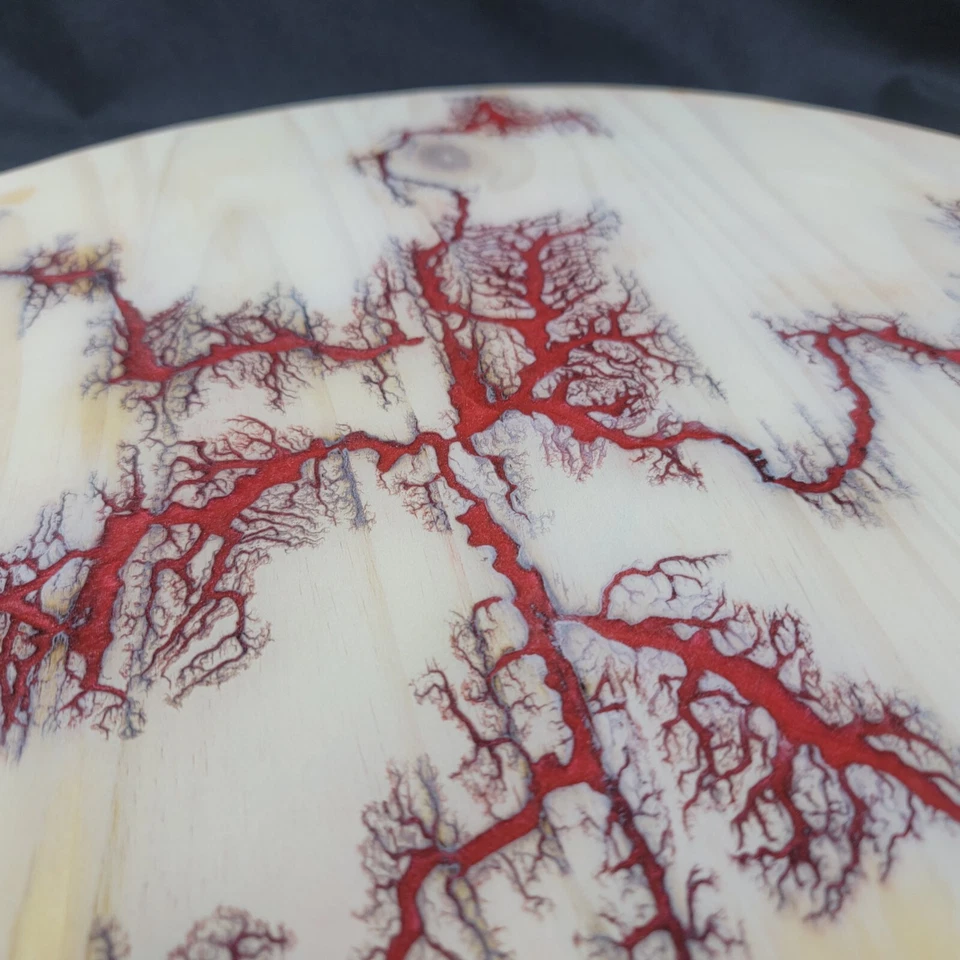 18 Inch Handcrafted White Lazy Susan with Red Fractal Inlay - Image 1 of 4