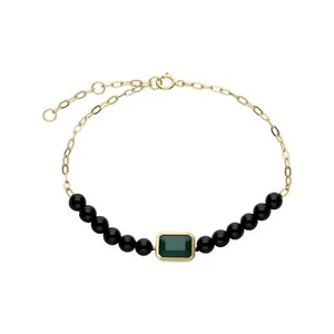 ECFEW™ 'El Unificador' Pulsera De Ónix Y Calcedonia Verde Teñida - Imagen 1 de 1