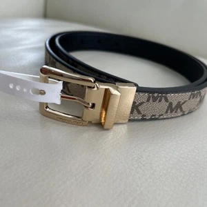 MICHAEL KORS Mujer MK Logo Signature Twist Reversible Hebilla Dorada Talla M - Imagen 1 de 1