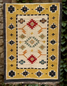 Wool Jute Vintage Kilim Rug moroccan navajo rug tribal southwestern kilim rug - Picture 1 of 7