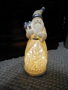 Valerie Parr Hill 10" Illuminated Porcelain Old World Santa Silver Trim QVC - Picture 1 of 5