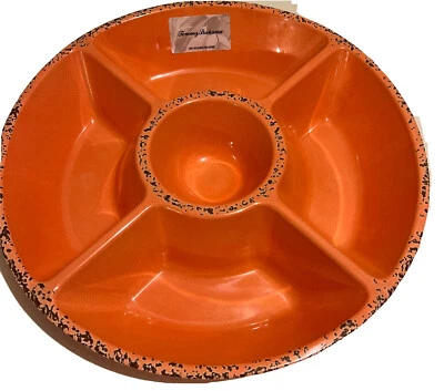 Tommy Bahama Party /Dinner Tray With Divider 15”X2.5 100% Melamine Orange NEW - Image 1 of 4