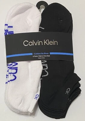 Calvin Klein 6-Pair Men's Athletic Cushion No Show Socks    Black/White - Image 1 of 3