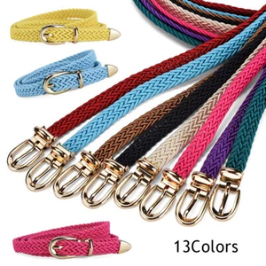 Women Braided Thin Belt Detachable Alloy Pin Buckle Adjustable Chic Luxury Girl - Picture 1 of 21