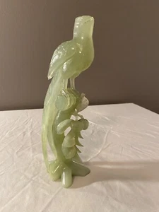 Antique Hand Sculpted Jade Bird Figurine - 9 In Tall - Picture 1 of 9