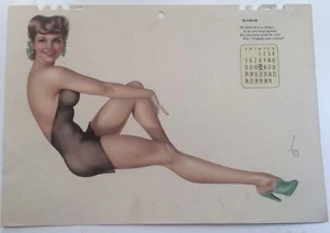 Vintage Original Alberto Varga Pin Up Girl Vargas Kalenderblatt März 1944 - Bild 1 von 8