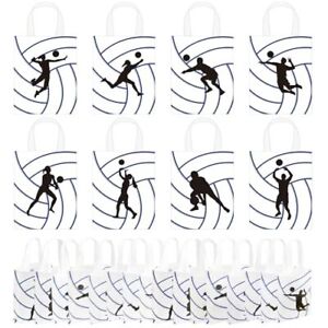 32 Pcs Volleyball Party Favor Bags with Handles Non Woven Volleyball Treat