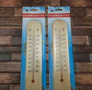 Wooden Outdoor Thermometers 2 Pack Jumbo 10.5" Garden Patio Porch FREE SHIPPING