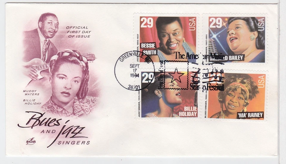 TurtlesTradingPost- Blues & Jazz 1994 #2854 #2856 #2859-60 Artcraft Cachet FDC - Image 1 of 1