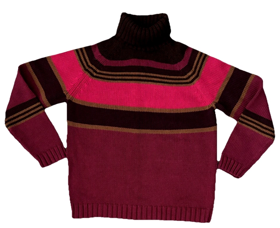 Suéter vintage Lands End para mujer cuello alto mediano púrpura pesado rosa marrón Y2K Foto 1 de 4