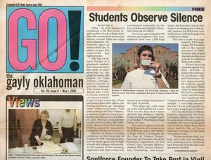 THE GAYLY OKLAHOMAN Gay & Lesbian Newspaper May 1 2002 Day of Silence Project - Picture 1 of 2