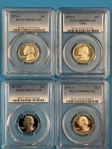 4-Coins ‘70s Washington Quarters PCGS PR69DCAM - Picture 1 of 9
