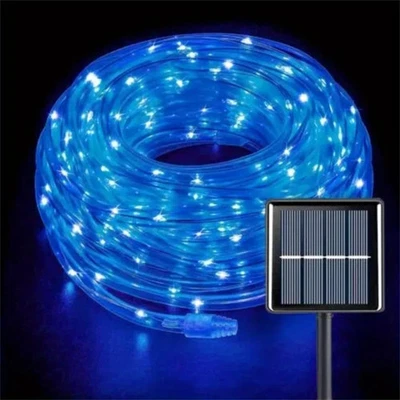Solar Rope Light Outdoor Blue PVC Tube Fairy String Lamp Garden Christmas Decor - Image 1 of 4