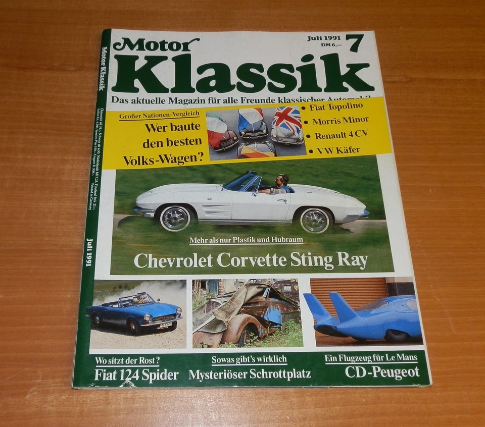 Motor Klassik 7/1991, Chevrolet Corvette Sting Ray, Morris Minor, Fiat Topolino - Bild 1 von 1
