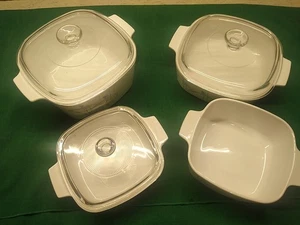 Shadow Iris Casserole Dishes 4 Piece Set W/ Lids L/N Clean Corning Ware - Picture 1 of 12