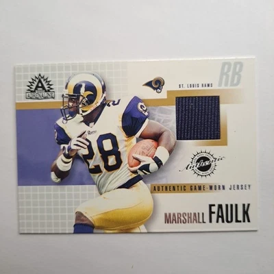 Marshall Faulk ИГРОВЫЕ НОШЕННЫЕ - 2002 Pacific Adrenaline Jerseys #39 нашивка HOF MVP - Изображение 1 из 2