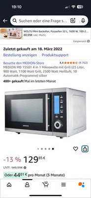 Multifunktionale Mikrowelle von Medion MD 15501 4 in 1 Mikrowelle mit Grill TOP - Bild 1 von 4