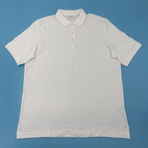 Polo uomo LAND END taglia:LARGE manica corta sartoriale vestibilità Pima colore:BIANCO - Foto 1 di 6