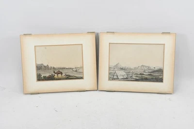 J73Z25- 2x handkolorierter Stahlstich Landschaft im Stich sign. Th. Goetz 19.Jh - Bild 1 von 4