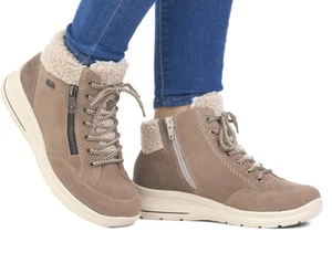 Rieker L7701-24 women's leather waterproof ankle boots beige rrp £110 - Imagen 1 de 8
