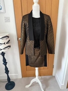 Biba Gold Black Skirt Jacket Suit 3 Piece Set New bnwt Size 10 Special Occasion - Picture 1 of 13
