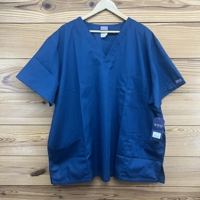 Cherokee Scrub Top Unisex Adult 2XL Navy Blue Medical 4876 Pockets NWT B126 - Image 1 of 4