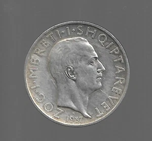 1937 Albania. 1 FR.AR. Silver coin 5 gr Rare.  See the Picture. K1 - Picture 1 of 2