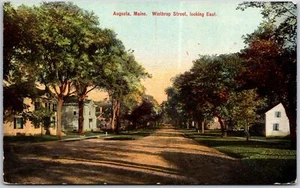 Augusta Maine ME, Winthrop Street, Blick nach Osten, Einfahrt, alte Postkarte - Bild 1 von 2