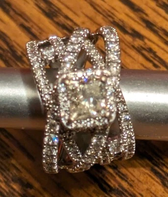 Anillo de compromiso diamantes oro blanco 14kt talla 7 Foto 1 de 4