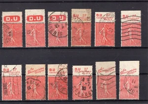 FRANCE 12 SEMEUSE N° 199 AVEC BANDELETTE PUB LA D.U AVEC OBLITERATION - Picture 1 of 2