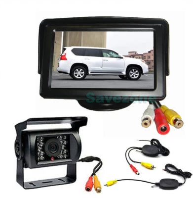 18 IR LED Wireless Reverse Backup Camera +4.3" Monitor Car Rear View Kit 12V-24V - Image 1 of 4