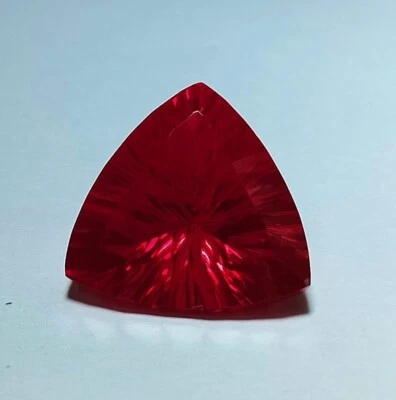 Pigeon Blood Red Corundum Gemstone Trillion Shape 18X18X12.6MM Concave Ultra Cut - Image 1 of 4