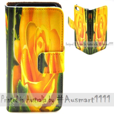 For HTC Series Mobile Phone - Yellow Rose Theme Print Wallet Phone Case Cover - Image 1 of 3