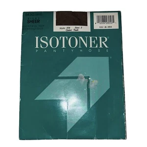 Vintage Large / XL ISOTONER Sheer Stocking Pantyhose NOS New TEAK BROWN - Picture 1 of 4