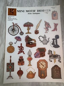 MINI MOTIF DESIGNS cross stitch leaflet ATTIC ANTIQUES #19 Clock Horse - Picture 1 of 4